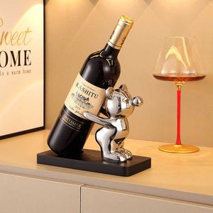 Dekorativa föremål Figurer Creative and Violent Bear Red Wine Rack Cabinet Decoration Ornament Light Luxury High-End Home Living Room Foyer Dining H240517