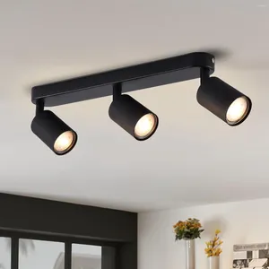 Luzes de teto 3 vias GU10 Spotlight Bedroom Cozinha Branca/ Black Spot Lâmpada Lâmpada interna