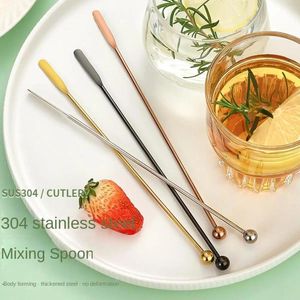 Spoons 304 Stainless Steel Honey Stir Stick Long Handle Spoon Bar Cocktail Shaker Kitchen Supplies 4Pcs