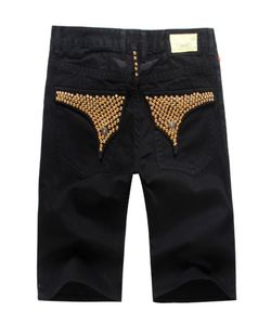 有名なタイドメンズファッションジーンズサマーロビンショートジーンズパンツロックリバイバル宗教ジーンズマンデザイナー香水ブラックカラー6790660