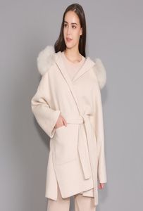 Giacca Cashmere Women Women Stathable Fox Furt Collar Blend Coat e Giacca Belt Ladies Autunno inverno Over -Coat 2102182792863