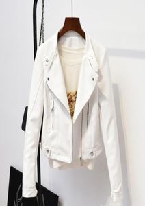 Весна осенняя изделия из искусственного кожаного пальто Женщина Slim Zipper Biker Leather Jacket Ladies Fashion с длинным рукава
