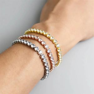 Bracelets de charme tênis de luxo para mulheres simples redonda redonda de cristal em corda de cor da cor cadeia feminina por atacado de jóias de amizade