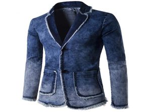 Blazer hombre nowa wiosenna moda modzie szczupła fit Masculino Trend dżinsy garnitur dżins kurtka menu casual dżins kurtka garnituru