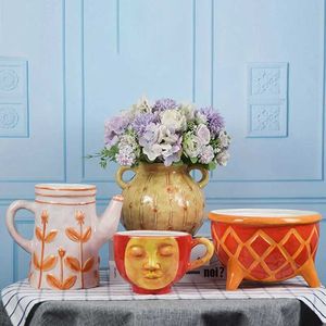 Piantatrici vaso di ceramica creativa decorazione del salotto del soggiorno disposizione fiore decorazione per la casa decorazione balcone giardino succulente piante in vaso J240515