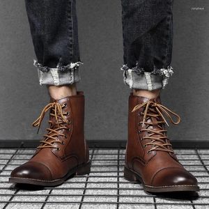Boots Autumn Winter 2024 Men Pu Leather Fashion Lace Up Gentleman Style Leisure Selling Comfort
