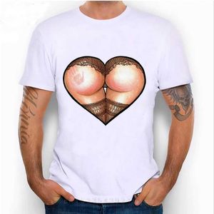 Mäns T-shirts spank! Booty Heart T-shirt Mens Kort ärm jag gillar sexiga stora rumpor kan inte ljuga t-shirt mode man avslappnade toppar roliga manliga tees q240517