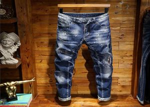 Luxury Mens Designer Jeans Distressed zipper Hole Jeans High Quality Casual Jeans Men Skinny Biker Pants Blue Size 28381600390