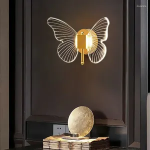 Wall Lamp Creative Butterfly Bedroom Gold Led 8W Bedside Living Room Aisle Sconces Interior Lighting Fixture For Home