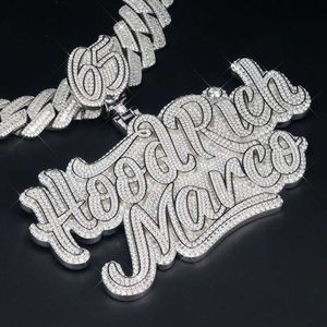 Хип -хоп ювелирные изделия стерлингов Sier Custom Collece name name подвески Vvs moissanite diamond Iced Out Penden