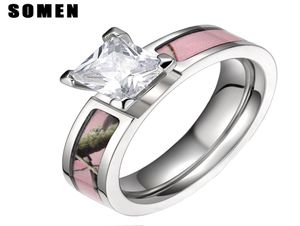 Somen anello donne 5 mm zirconia cubica zirconia titanio anello rosa albero camo squilli di matrimoni donne gioielli di moda boho anillos mujer y187783944