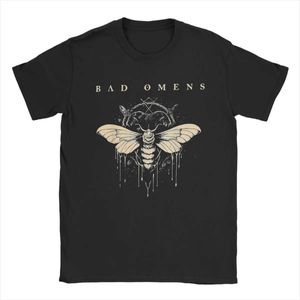 Men's T-Shirts Mens T-shirt bad omen fashion 100% pure cotton T-shirt short sleeved T-shirt round neck adult clothing Q240517