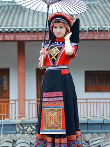 Roupas étnicas yao figurino feminino guangxi roupas minoritárias adult byi dança de dança