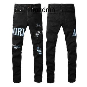 Man Jeans Designer Jeans Purple Skinny Jeans Ripped Biker Slim Straight Skinny Pants Designer Stack Fashion Mens Trend Brand Vintage Pant Mens Storlek 28-40 863575945