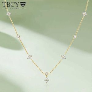 Pendant Necklaces TBCYD all silica pendant necklace suitable for women four leaf clover chain diamond test passed 925 SterlSilver fine jewelry J240516