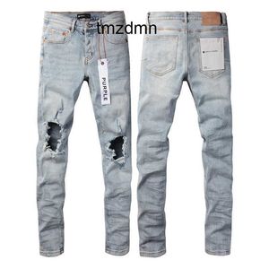 Lila varumärke jeans ljusblå knähål smal fitzozx