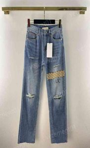 مصمم جينز جينز متعدد الاستخدامات غسلت كلاسيكية ملائمة الشعار الشعار على التوالي الساق جينز الفاخرة المرأة غسلت بانت 8037479 المنتهية