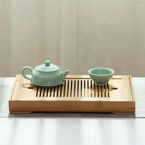 ティートレイ長方形のドライテーブルトレイ中国の竹と木材排水貯水セットサービス