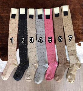 Multicolor Womens Cotton Socks Xury Letter Print Women Long Stocking Fashion Girls Over Kne Sock High Quality8792922