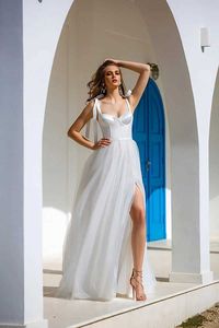 Sukienki na wybiegu luksusowe kobiety białe satynowe sukienki ślubne seksowne paski Bownot Swt Serce Evening sukien