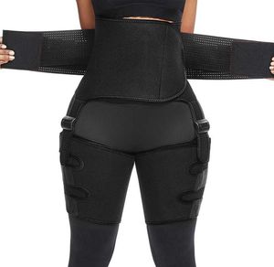 Ny 3 i 1 lårtrimmer och rumpa Lift Training Shapewear High midja Kvinnor Neopren Body Shaper Slim Belt Trimmer Leg Corsets X0715451359