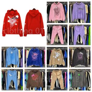 Designer Hoodies Young Thug 555555 UOMINE DONNA Pantaloni con cappuccio con cappuccio di alta qualità Stampa in schiuma Web Felpe rosa rosa Y2K Pullover Pantal