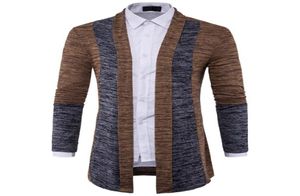 Mężczyzn Sweter Marka odzieży Patchwork Kardigan Dzianin Men Men Slim Fit Plus Size Men039s Top Long Rleeve Sweter Płaszcz3446627