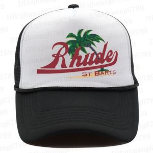 Retro RHUDEs PALMS HAT Classic Ball Cap Wide Brim Trucker Hat Outdoor Leisure Sun Protection Hat Breathable Mesh Hat Unisex Adjustable Size