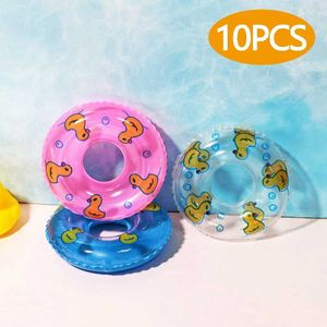 Sand Play Water Fun 2/4/6/10 pieces of childrens mini swimming ring bathroom toys summer fun pool floating rubber duck dolls inflatable bathtub Q240517