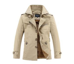 Gesamthaut Winter Trench Coat Männer Mode Casual Khaki Trench Coat Warmes Fleece Windbreaker Herren Mediumlong Jacket Large SI8187236