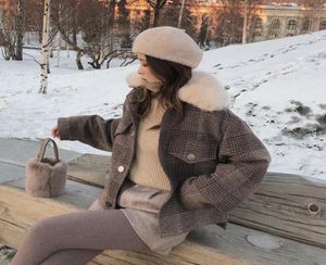 Mishow Women New Winter Clothing Gtromen wełniana kurtka Koreańska wersja krótkiego luźnego wełnianego płaszcza MX18D9536 2010099325031