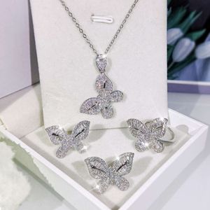 fashion jewelry necklace set 3piece whole diamond bridal valentines day for women butterfly earring bracelet accessories designers design holiday gifts
