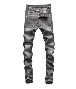 Mens designer di lusso jeans denim pantaloni strappati Black strappato La versione Fashion Italia Bike Bike Motorcycle Rock Revival Slim Style5079364