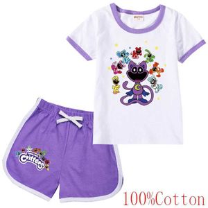 Clothing Sets Smiling Critters girls and boys summer clothing set childrens sports T-shirt+shorts set childrens clothing casual comfort set pajamas Q240517