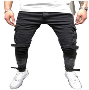 Ebaihui Mens Black Denim Slim Fit Janse Jeans мужские узкие брюки карандашом брюки с карманами с карманами S4XL2743000