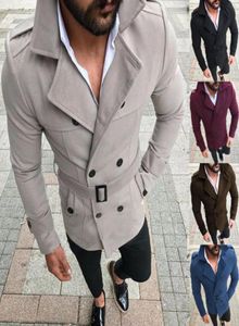 Fashion Men Wool Trench Coat streetwear Giacca Reefer Solido Selva a doppio petto Overpot formale Parka2440115