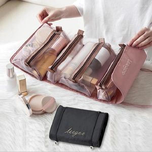 Förvaringspåsar makeup arrangör väska reseväskor shopping för kvinnor toalettartikar påse bärbara hopfällbara kosmetiska tillbehör