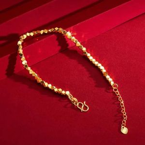 9999 Real Gold 24K gelbes Damenarmband Öffnen einstellbares Design einfach 240515