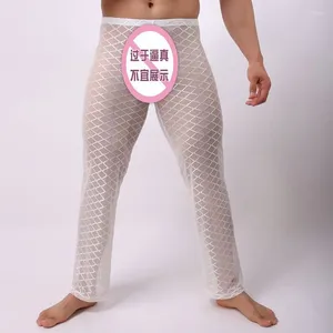 Herren Nachtwäsche Schwule Sexy Mesh Casual Hosen für Männer transparent zu Hause Heuchen Low tailliert erfrischend Diamant Sissy Tuch