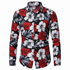 Hawaiianer Herrenhemden Männer039s Bluse Kleidung Strand Fashion Casual Kleid Blume Männer Hemd Langarm New4364744