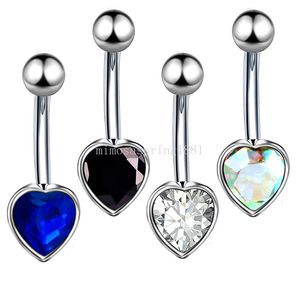 Heart Belly Ring Zircon Belly Button Ring Navel Piercing Bar Surgical Steel Nombril Ombligo For Women Sexy Body Jewelry