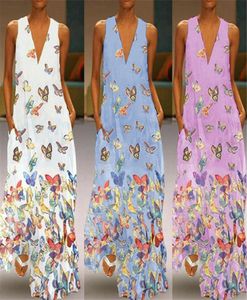 New Fashion Sexy Womens Ladies Sleeveless VNeck BOHO Butterfly Print Beach Party Maxi Dress Sundress Plus Size3135831