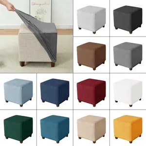 Chair Covers Elastic Square Ottoman Cover Stretch Velvet Footstool Living Room Bedroom Footrest Stool Furniture Protector