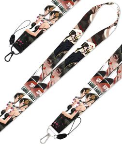 Barn japanska spionfamiljens nyckelchain ID Kreditkort Cover Pass Mobiltelefon Charm Neckband Badge Holder Keyring Accessories 2317