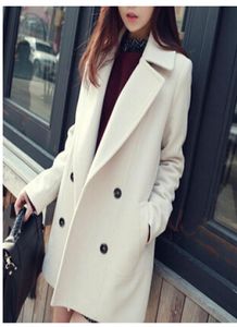 MLXSLKY Autumn and winter Women039s clothing solid color woolen cloth long loose coat female womens coat8174845