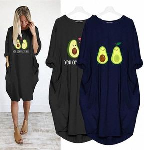 Vintage Avocado Woman Dress Pocket Loose Fall Clothes Party Casual Plus Size Dresses For Women Long Sleeve Sukienka 2021 Summer Ka9504313