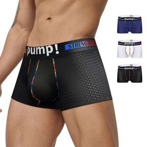 PUMP Men's Mesh Breathable Sexy Sports Low Waist Flat Corner Pants Solid Color Fashion Shorts
