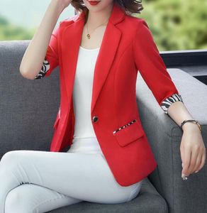New Summer Women Jacket Blazers 34 Sleeve Loose Casual Coats Notched Collar Blezer Femme Outwear6886351