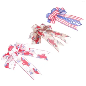 Decorative Flowers 3 Pcs Independence Day Bow Festival Themed Adornment Hanging Wall Decor Large Usa Decorations Bows Celebrity