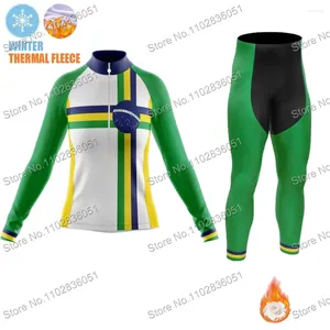 Racing sets 2024 Brasil seleção nacional campanha de ciclismo Winter Set Clothing Women Road Bike Thermal Jacket Terne Bicycle Bib Tights MTB
